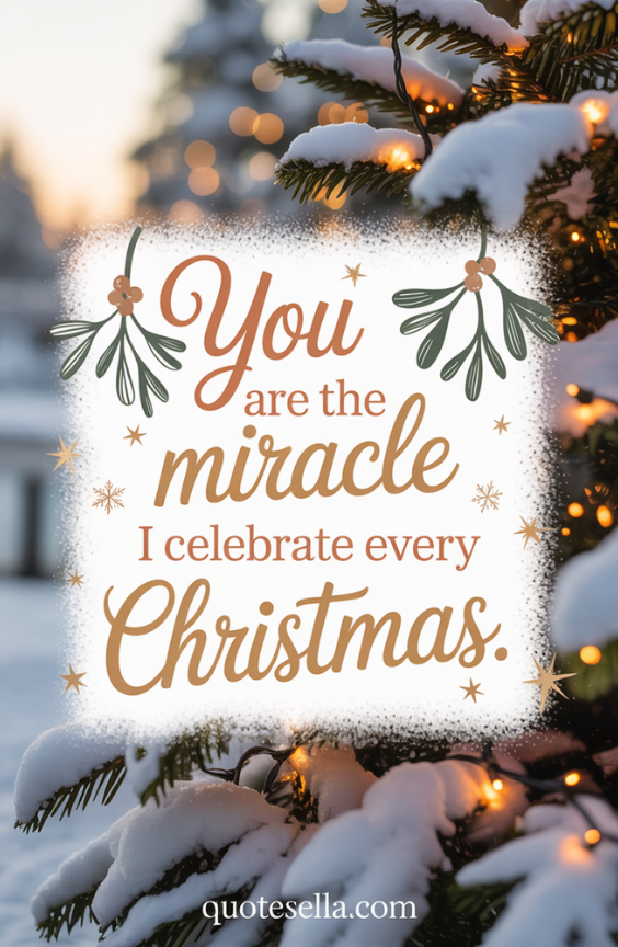 You are the miracle I celebrate every Christmas.